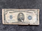 1934-D Blue Seal $5 Silver Certificate Note