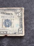 1934-D Blue Seal $5 Silver Certificate Note