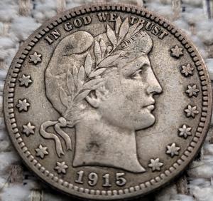 1915 Barber Quarter 25 Cents Coin