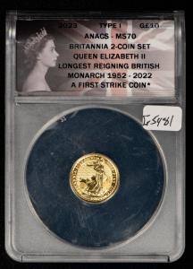 2023 Gold Britannia 1/10 oz Coin - ANACS MS 70