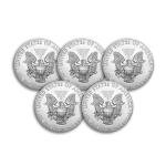 5x 1 oz American Silver Eagle Coins