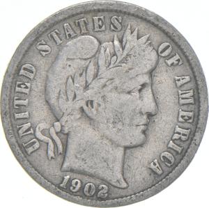 1902-P Barber Dime 90% Silver Coin