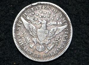 1901 Barber Quarter - 90% Silver, Strong Liberty