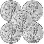 2025 1 oz Silver American Eagle Coin Lot of 5
