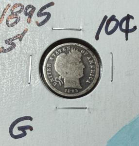 1895 S Barber Silver Dime Coin