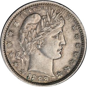 1893-P Barber Quarter with Strong Eye Appeal