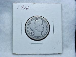 1914 Silver Barber Quarter Coin