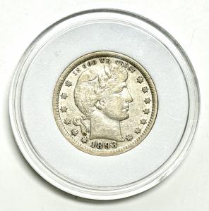 1893-P Barber Quarter with Strong Strike