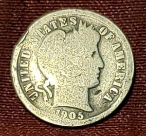 1905-O Barber Dime 90% Silver Coin