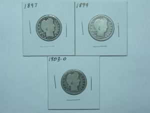 1897, 1899, 1903-O Barber Quarters Set
