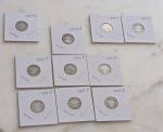 Lot of 10 Barber Dimes 1897-1907 Mixed Dates