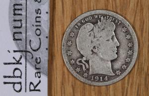 1914 Liberty Head Barber Quarter Silver 25¢