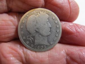 1905-S Barber Silver Quarter Semi-Key Date