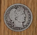1914 Liberty Head Barber Quarter Silver 25¢