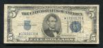 1934-C $5 Star Blue Seal Silver Certificate Note