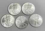 Set of 5 - 2009 American Silver Eagles 1 oz