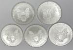 Set of 5 - 2009 American Silver Eagles 1 oz