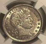 1894 Barber Quarter Dollar - AU-55 Better Date