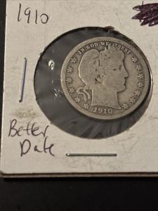 1910 Barber Quarter 25c with Nice Details