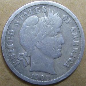 1908 Barber Dime - 90% Silver Coin