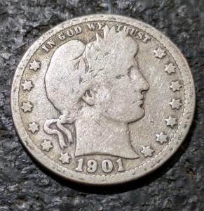 1901-O Barber Quarter 25c Silver Coin