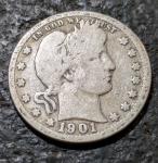 1901-O Barber Quarter 25c Silver Coin