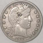 1909-D Barber Quarter - 90% Silver, Full Liberty