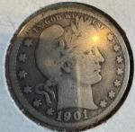 1901-O Barber Quarter - Semi Key Coin