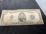 1934 D $5 Silver Certificate Blue Seal Note