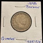 1898 Barber Quarter Silver Coin 25 Cents