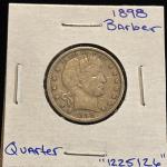 1898 Barber Quarter Silver Coin 25 Cents