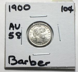 1900 Barber Dime 10c with Nice Luster