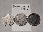 Barber Quarters Lot of 3 - 90% Silver