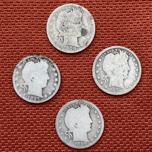1897-1900 Barber Quarters 4 Coin Set