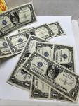 Set of 8 Vintage 1957 Blue Seal $1 Silver Certificates