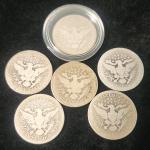 Set of Six Early Barber Quarters