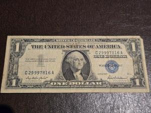 1957 Silver Certificate $1 Bill Blue Seal Note
