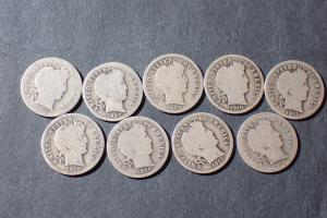 Barber Dimes Collection – Lot of 9 Coins