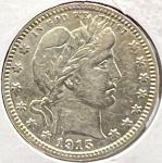 1915 Barber Silver Quarter - Collectible Bright White
