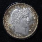 1901 Barber Dime Uncirculated Coin with Toning