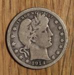 1914 D Liberty Head Barber Silver Quarter 25¢
