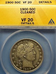 1900 Barber Half Dollar ANACS VF 20