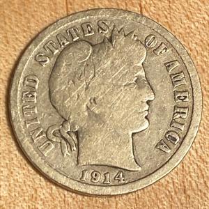 1914 D Barber Dime - 90% Silver Coin