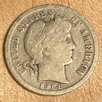 1914 D Barber Dime - 90% Silver Coin