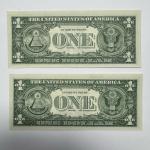 1957B Blue Seal Consecutive Pair $1 Silver Certificates