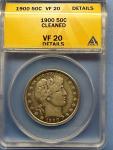 1900 Barber Half Dollar ANACS VF 20