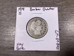 1914 S Barber Silver Quarter - Key Date Coin