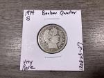 1914 S Barber Silver Quarter - Key Date Coin