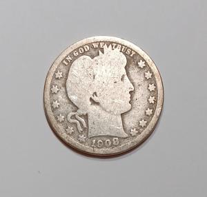 1908-D Barber Quarter 25c 90% Silver Bullion