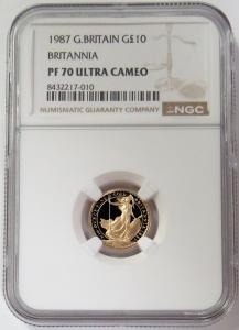 1987 Gold Britannia 10 Pounds NGC PF 70